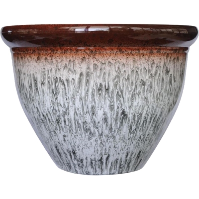 Two Colour Tone Drip Glaze Effect Plastic Planter Pots