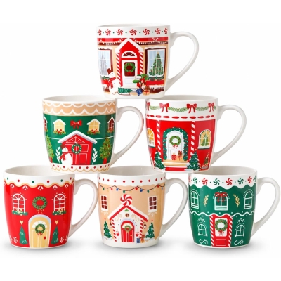 Christmas Village Bone China Mugs