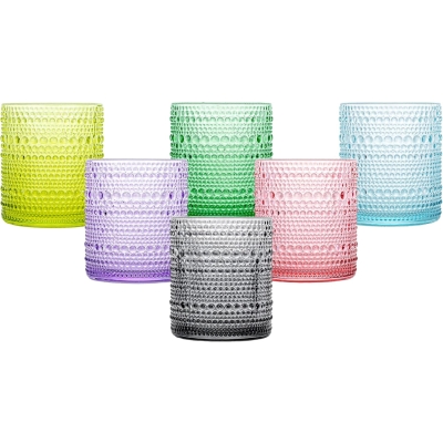 Retro Beaded Colour Drinking Glassware Set