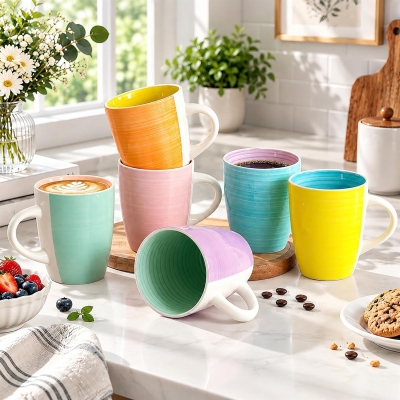 Cloud Nine Hand Painted Stoneware Mug Set