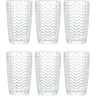 Chevron Arrow Highball Drinking Glasses 380ml