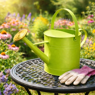 Metal Steel Watering Can with Brass Rose
