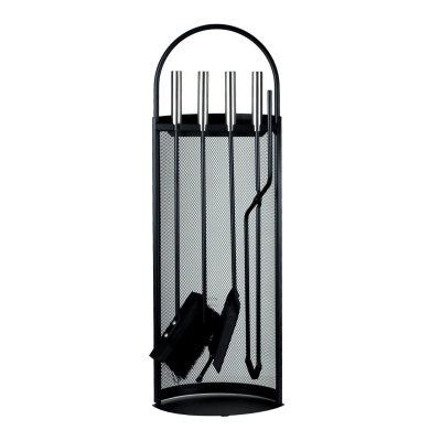 4 Piece Contemporary Arc Companion Fireside Set & Stand