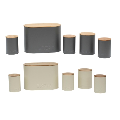 5PC Oval Kitchen Storage Set - Embossed Lettering Design