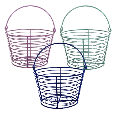 Country Farm Metal Wire Egg Holder Stand Basket with Handle