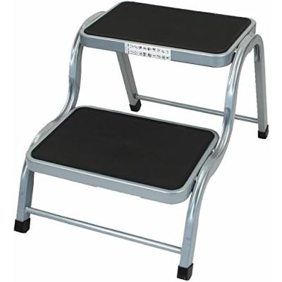2 Step Stool Metal Anti Slip Rubber Mat
