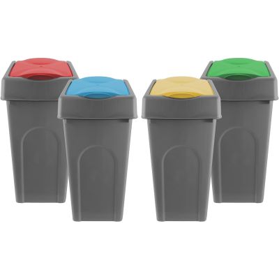 Grey Square Slanted Rubbish Recycling Bin