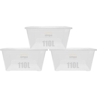 110L XL Stackable Plastic Storage Box with Clear Lid