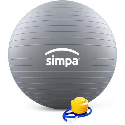 simpa Grey Exercise Gym Fitness Yoga Ball with Pump