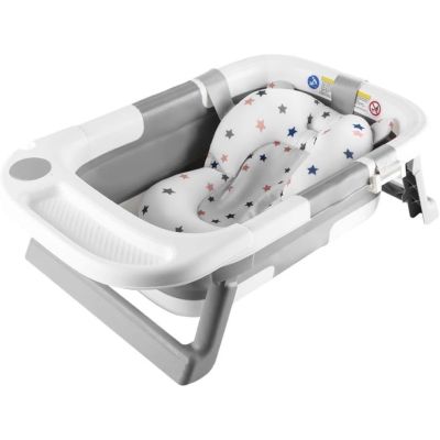 Foldable & Collapsible Baby Bath Tub with Support Cushion
