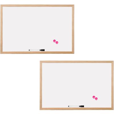 Magnetic Dry Wipe Whiteboard with Wood Frame with Dry Wipe Pen & Magnets