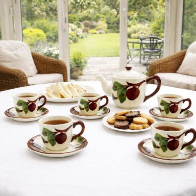 Franciscan Apple Hand Painted Vintage Style Porcelain Coffee Cup Set