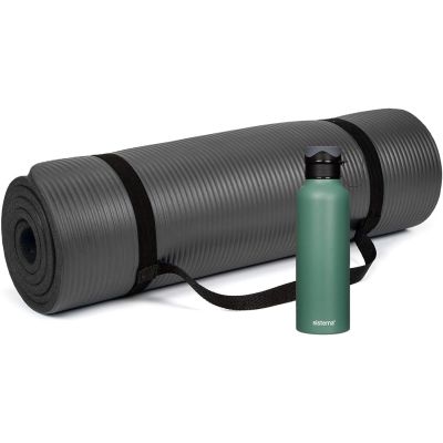 Exercise & Yoga Mat and 600ml Stainless Steel Water Bottle Combo