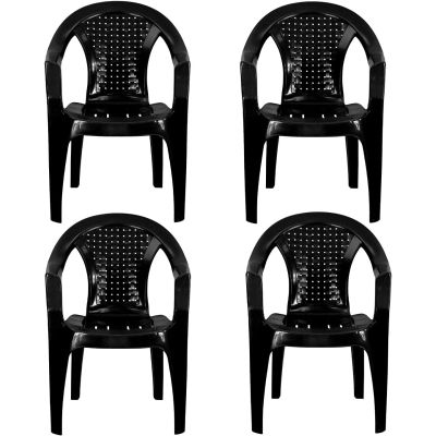 Stackable Woven Style Back Plastic Garden Chairs