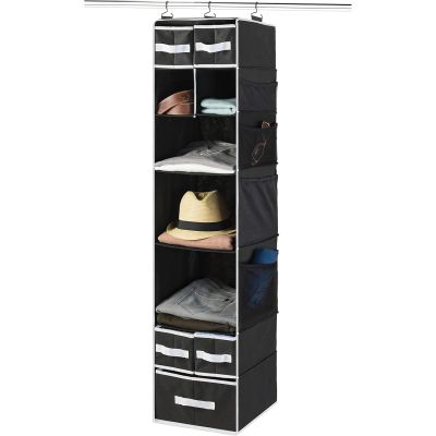 9-Shelf Hanging Wardrobe Storage Organiser With Drawers