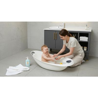 Newborn Baby Bath Tub with Detachable Anti Slip Support and Draining Soap Tray