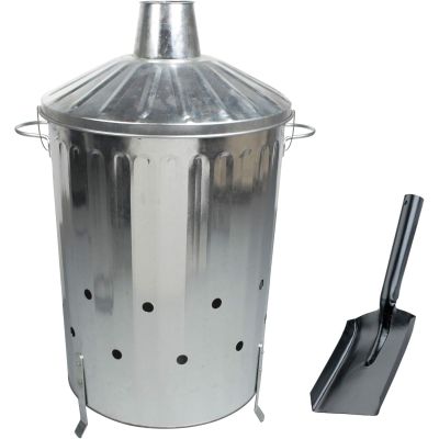 Metal Incinerator Fire Burning Bin for Wood Paper Leaves + Ash Shovel