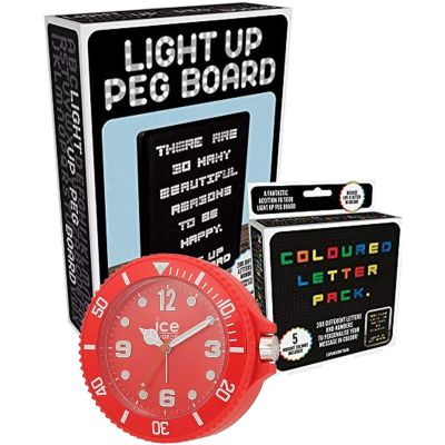 Ice Watch Alarm Clock & Light Up Peg Board with Coloured Letter Pack Set