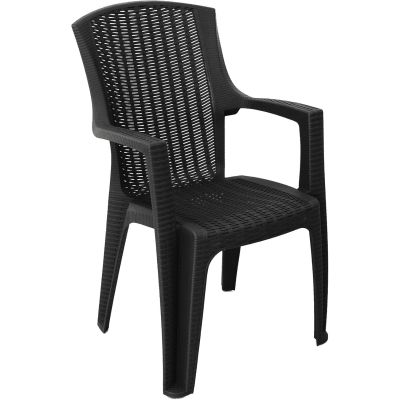 Stackable High Back Plastic Rattan Effect Garden Chairs