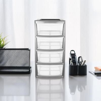 Mini Plastic 4 Drawer Tower Storage Unit