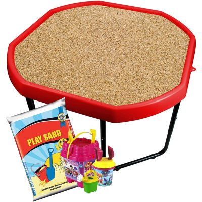 Sand Pit Toys Mixing Play Tray with Adjustable Stand, 20kg Bag of Play Sand, Bucket & Spade Set