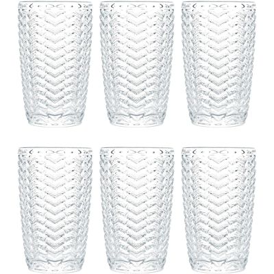 Chevron Arrow Highball Drinking Glasses 380ml