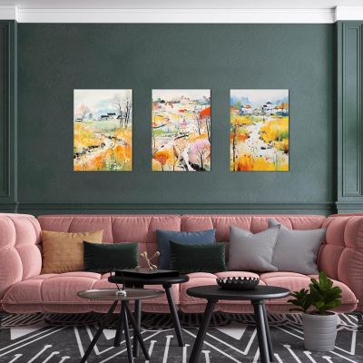 Canvas Wall Art Village of Flowers