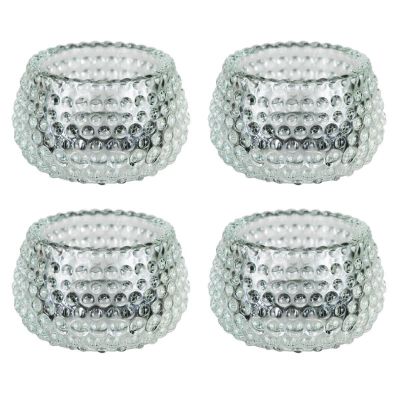Chunky Clear Glass Bubble Dots Tealight Candle Holder
